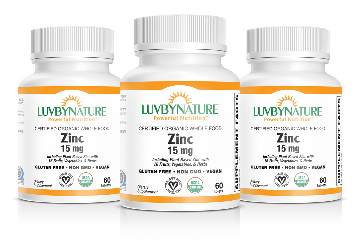 Organic Whole Food Zinc, LuvByNature, 15mg