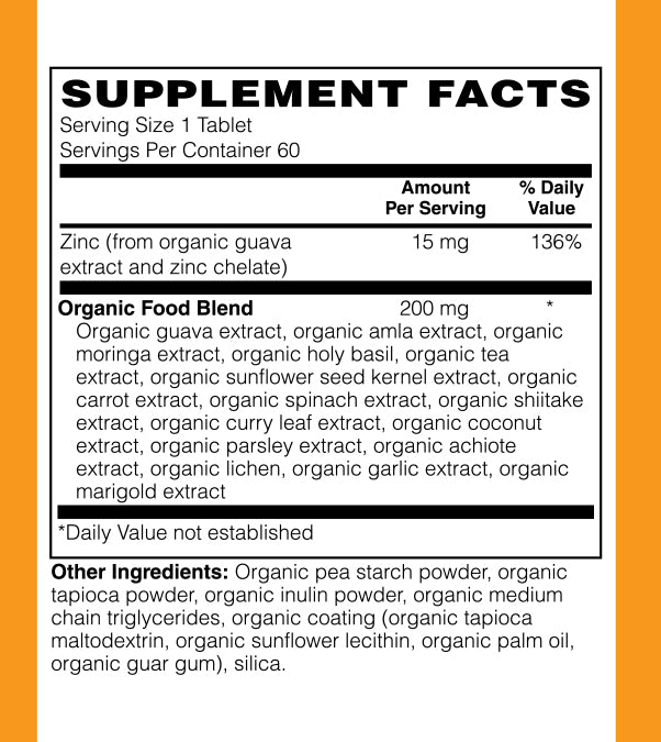 Organic Whole Food Zinc, LuvByNature, 15mg