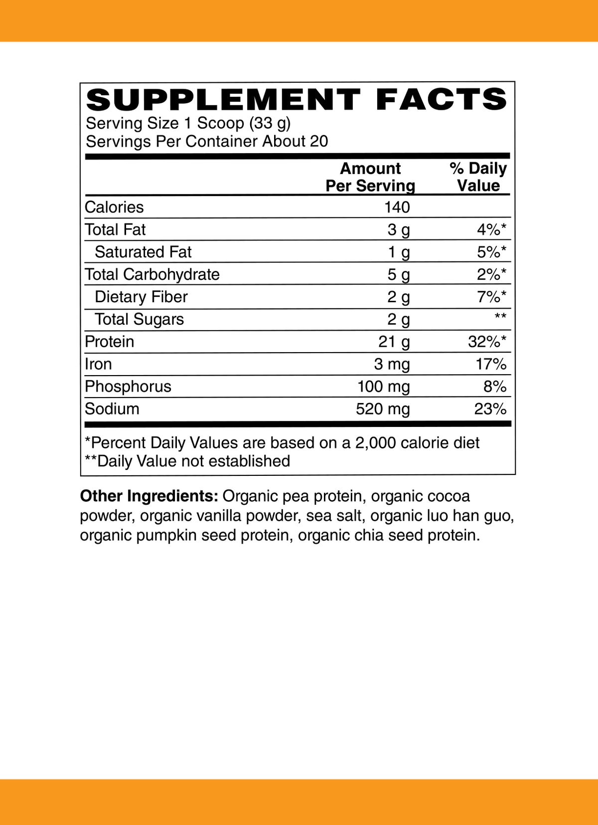 Organic Plant Based Protein Powder Chocolate