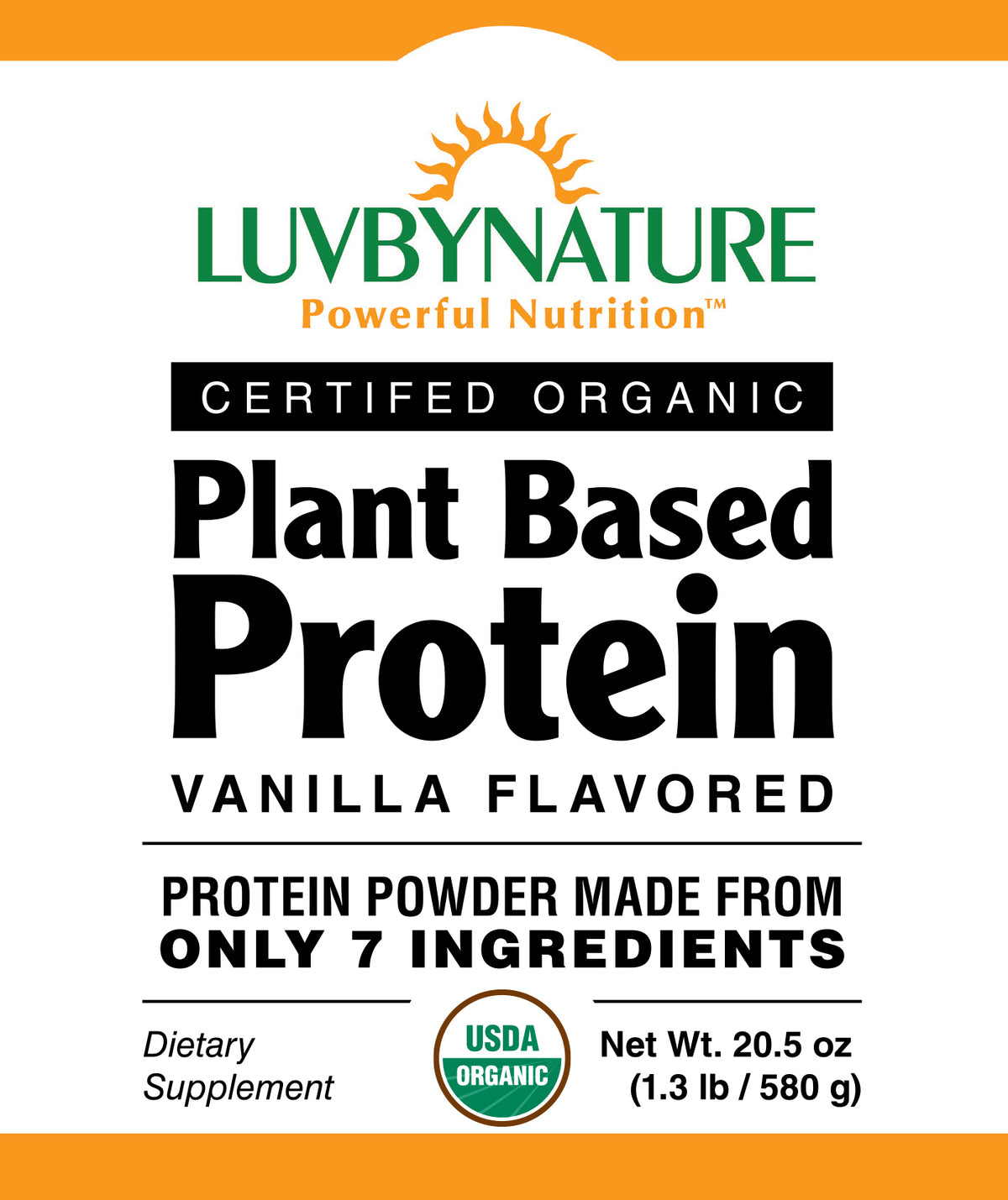 Organic Plant Based Protein Powder Vanilla