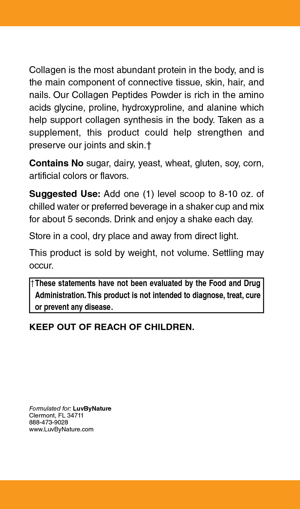 Collagen Peptides Powder, LuvByNature