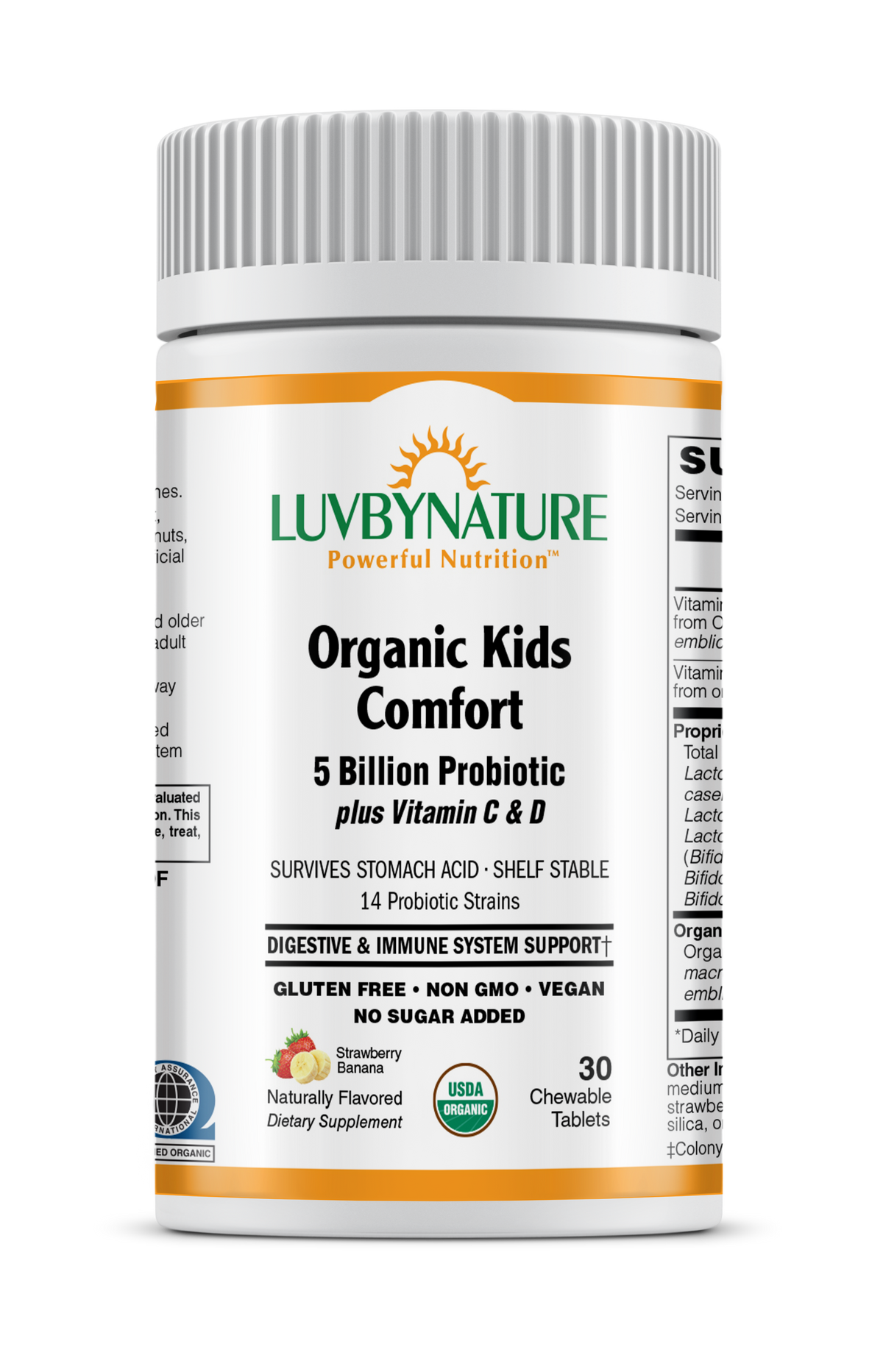 Organic Kids Comfort 5 Billion Probiotic, Strawberry Banana, LuvByNature