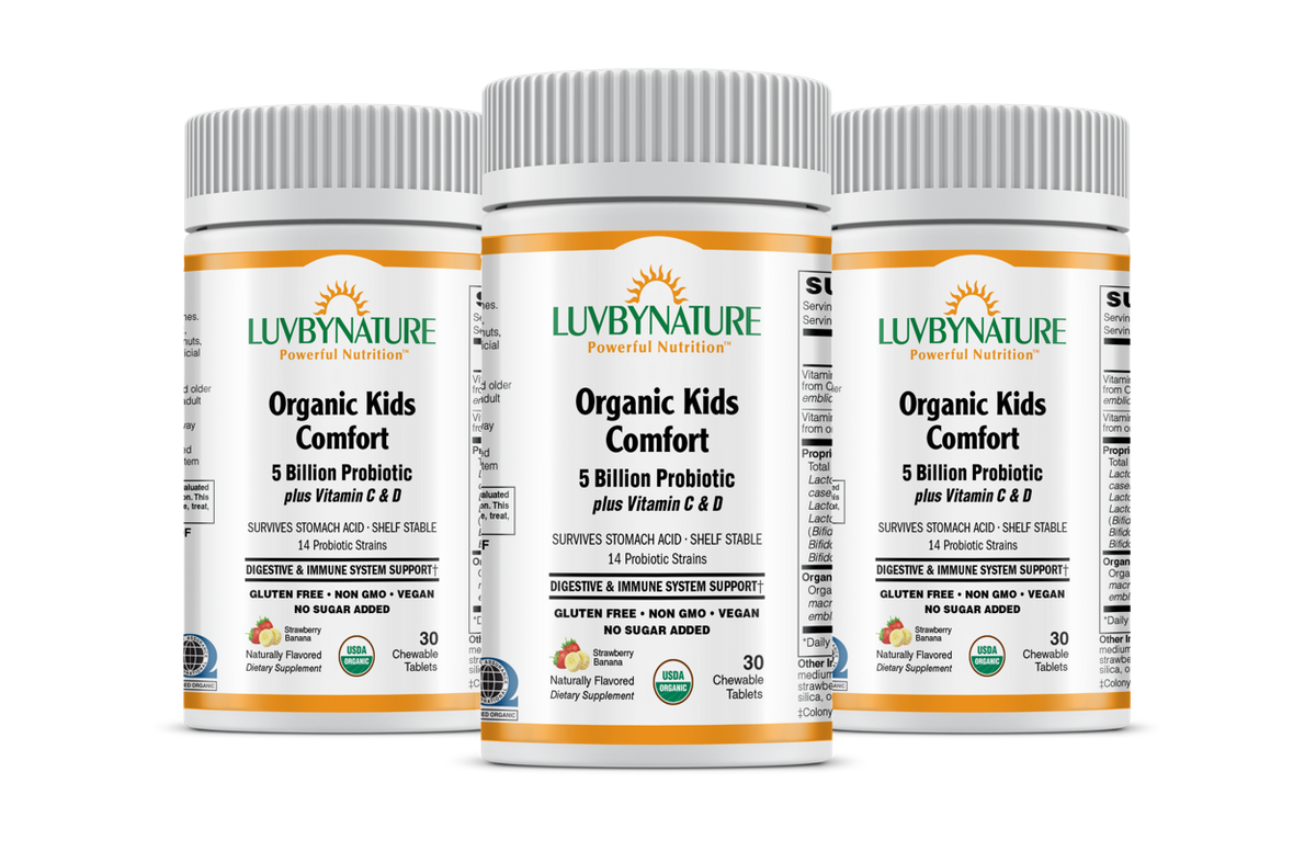 Organic Kids Comfort 5 Billion Probiotic, Strawberry Banana, LuvByNature