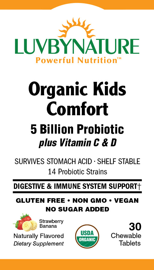 Organic Kids Comfort 5 Billion Probiotic, Strawberry Banana, LuvByNature