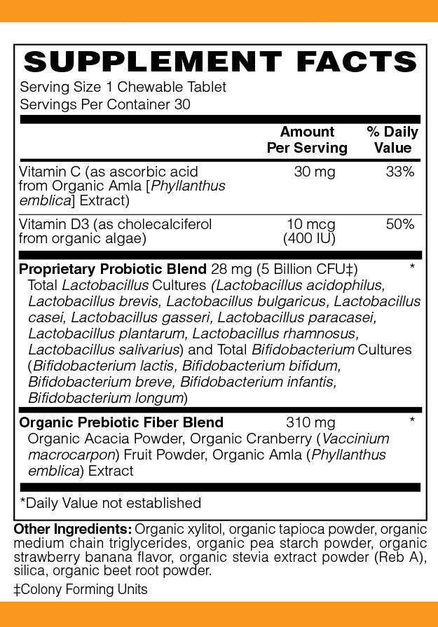 Organic Kids Comfort 5 Billion Probiotic, Strawberry Banana, LuvByNature