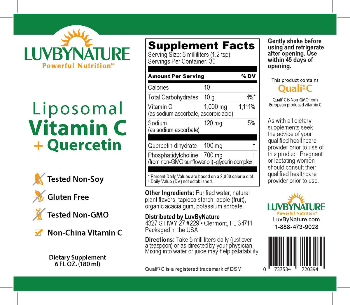 Liposomal Vitamin C + Quercetin, LuvByNature