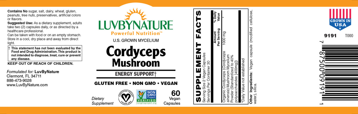 Organic Cordyceps Mushroom Powder, LuvByNature