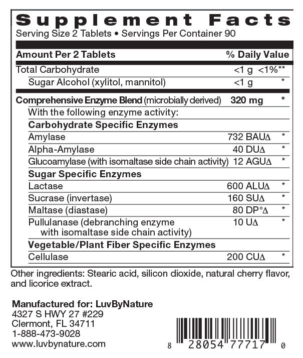 Digestive Enzymes, LuvByNature, 180 Chewable Tablets