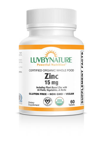 Organic Whole Food Zinc, LuvByNature, 15mg