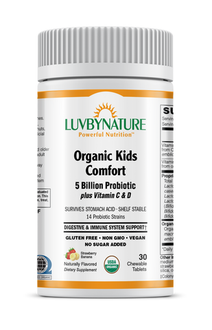 Organic Kids Comfort 5 Billion Probiotic, Strawberry Banana, LuvByNature